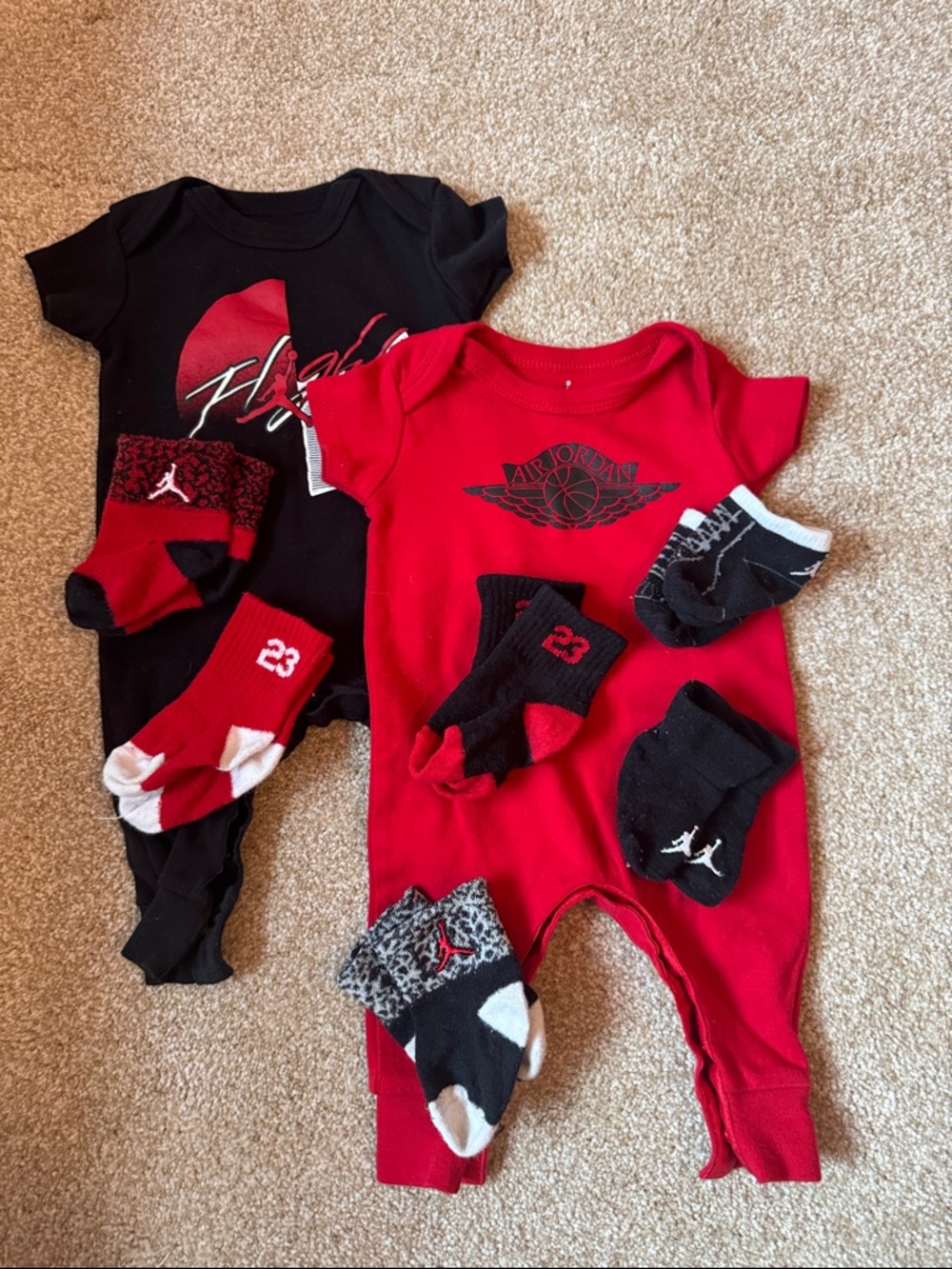 Jordan Baby One-Piece Romper - 2 pack - with 6 pairs of infant socks